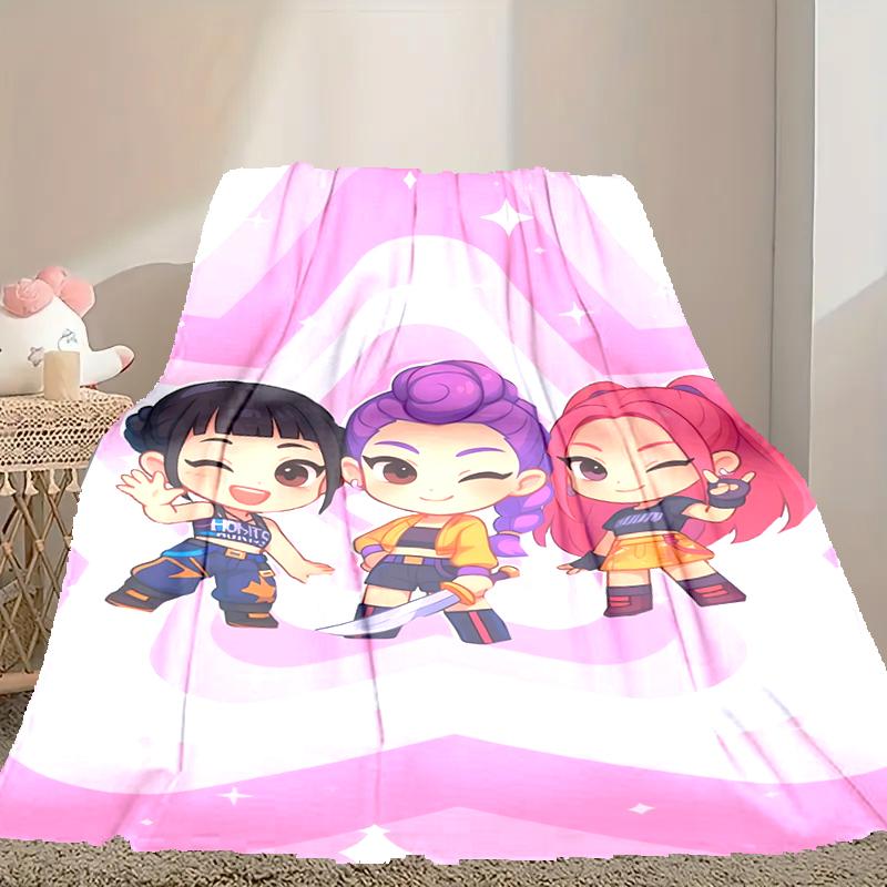 Couverture Douce Kpop Demon Hunters Parfaite pour se Blottir sur le Canapé, Idéale pour se Réchauffer dans la Chambre à Coucher