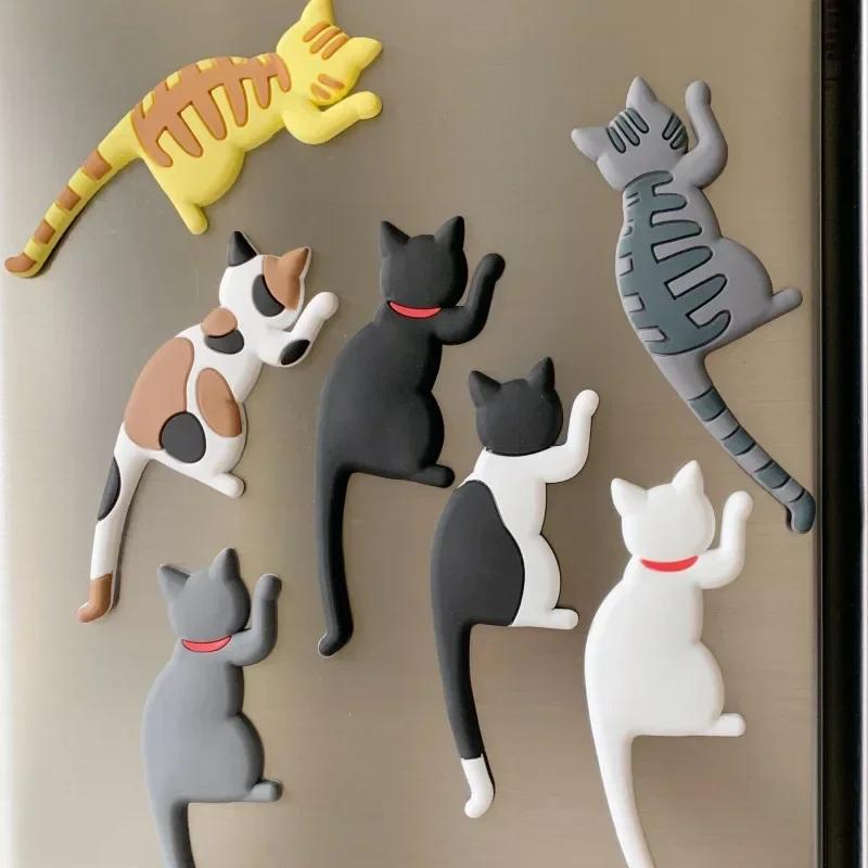 Magnetic Cartoon Cat Refrigerator Sticker Fridge Magnet Hanging Hook Tail Fridge Magnet Hook Door Home Decorations Souvenir