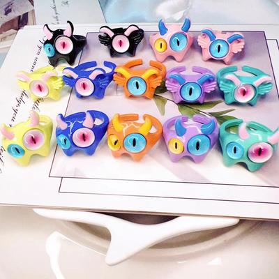 2024 Dopamine Little Devil Cartoon Ring - Childlike Monster Design for Students & Couples