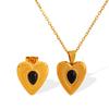 Korean Love Pendant Item Stud Earrings Necklace Women'S Collarbone Chain Niche Design Set