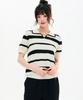 CHASECULT Women'S Striped Open Collar Short Sleeve Summer Knit-Fbrg5672D0A