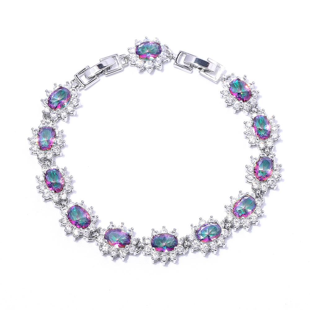 Womens Light Luxury Womens Colored Zircon Bracelet Explosions In Europe and The United States Colorful Bracelet.