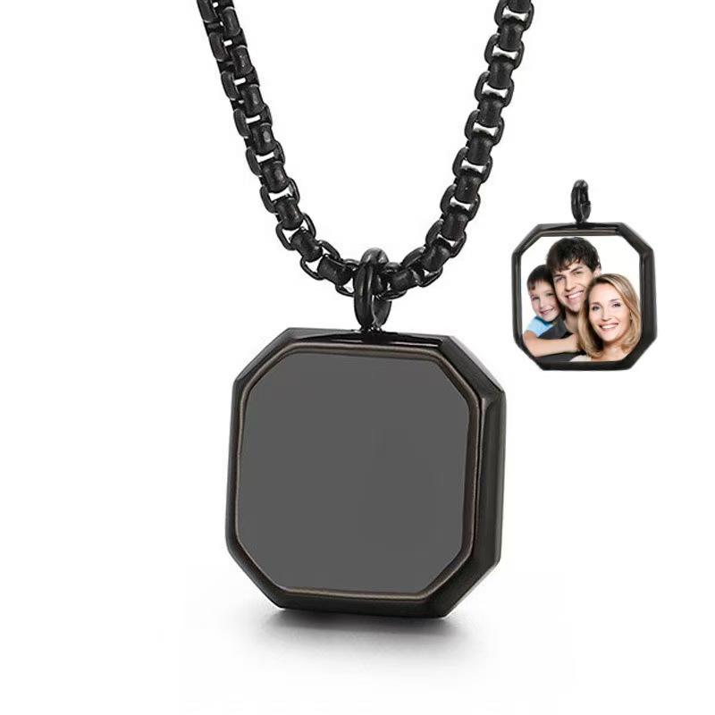 Personalized Color-Changing Stainless Steel Necklace for Men & Women - Custom Photo Christmas Souvenir