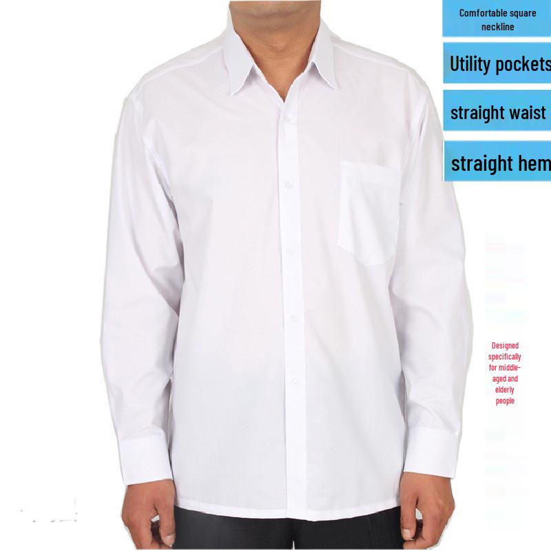 Men's Summer Loose Cotton Shirt for Middle-aged and Elderly