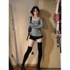Women's Long Sleeve T-Shirt - Cotton, De Rong, Silver Fox Velvet, Large Round Neck, Tight-Fitting Base Shirt