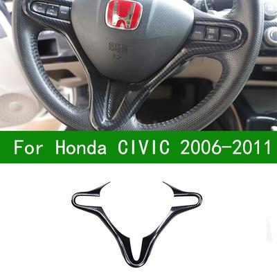 Passend für Honda CIVIC 2006–2011, Carbonfaser-Muster-Lenkradabdeckungsverkleidung, CIVIC rote Innenausstattung 2007 2008 2009 2010