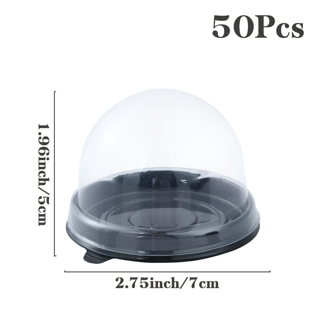 50pcs Mini Transparent Cake Box Container Transparent Cupcake Dome Pastry Baking Packaging Boxes Wedding Party Supplies Gifts