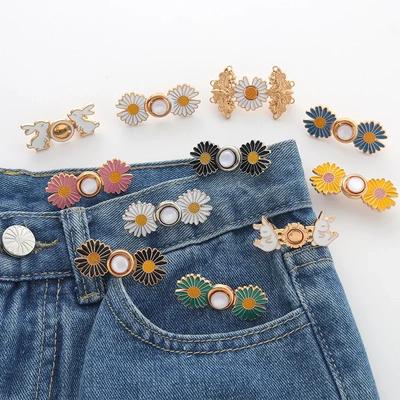 1 Pc Jeans Buckle Waist Closing Tighten Waist Button Detachable Metal Pins Adjustable Waist Clip Ornament Button Belt Buckle