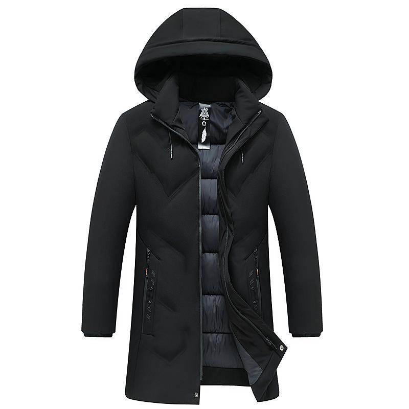 Men's Winter Hooded Detachable Hat Padded Jacket Long Down Jacket Trendy Warm Top Coat