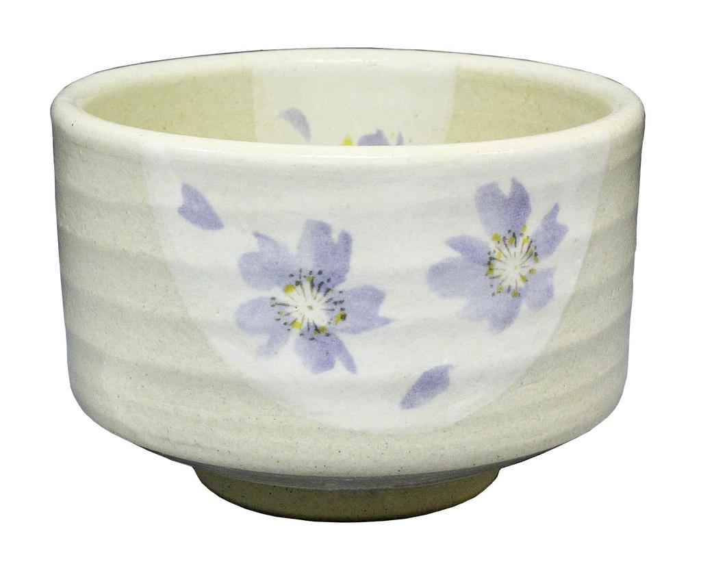 Mino ware white clay blue cherry blossom Mi 4204