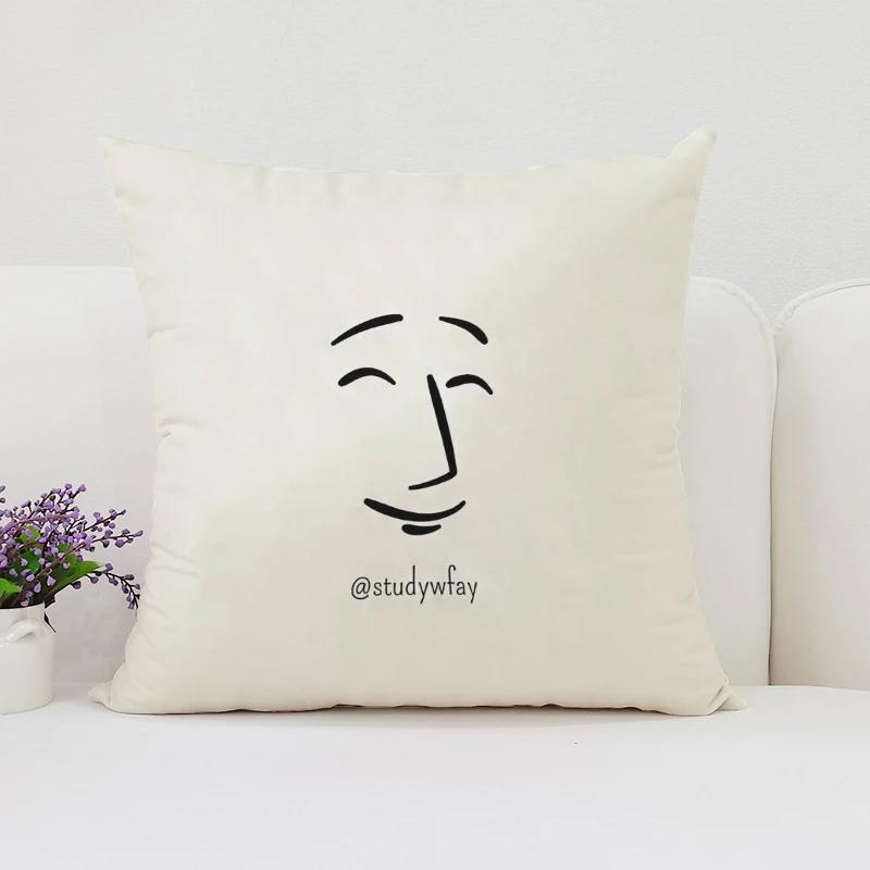 40x40cmPillow Case Man Face Double-sided Printed Short Plush Sofa Cushion Cover Chair Waist Support Bed Sleeping Pillow50x50cm