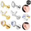 Titanium F136 Horse Eye Zircon Long Thread Ear Cartilage Stud Earring