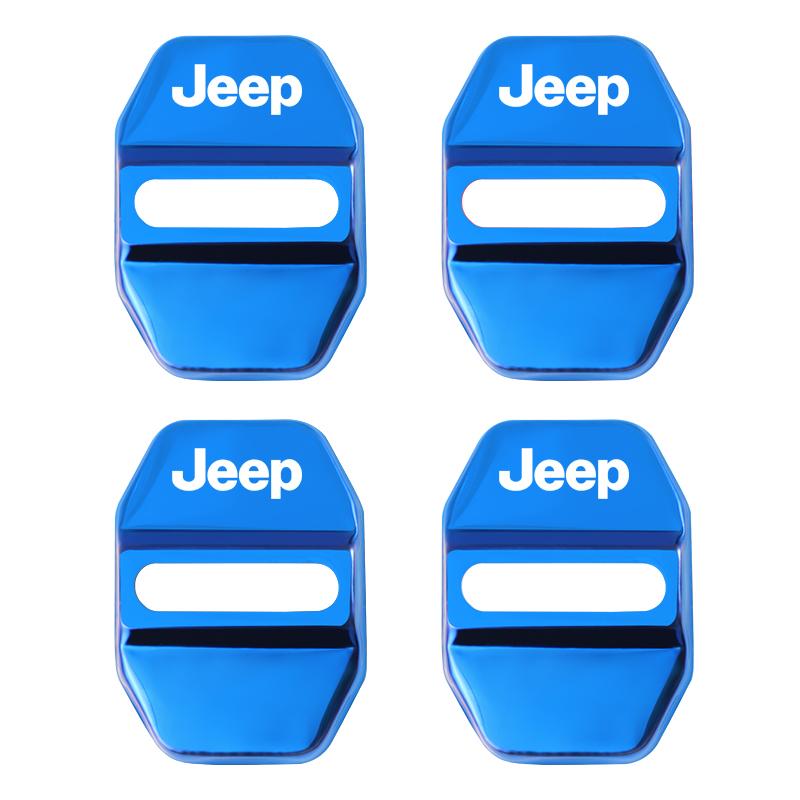 Cup Holders 4PCS Metal Car Door Lock Cover Protection Sticker For Jeep Wrangler JL JK Renegade Grand Compass Gladiator Cherokee