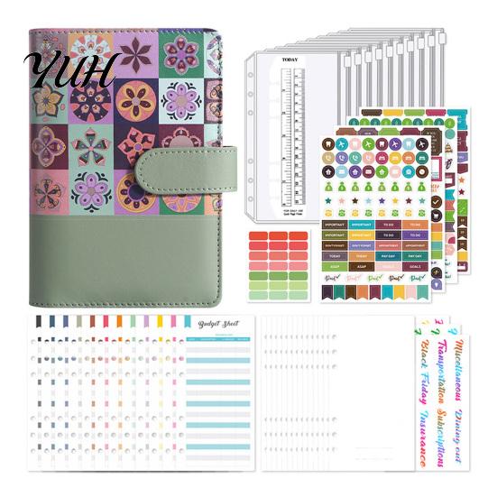 Accounting Ledger With Dividers A6 Zipper Budget Planner, Cash Tracking Notebook with Dividers, Spiral Binder Card Slot Planner for Expense Financial зелёный