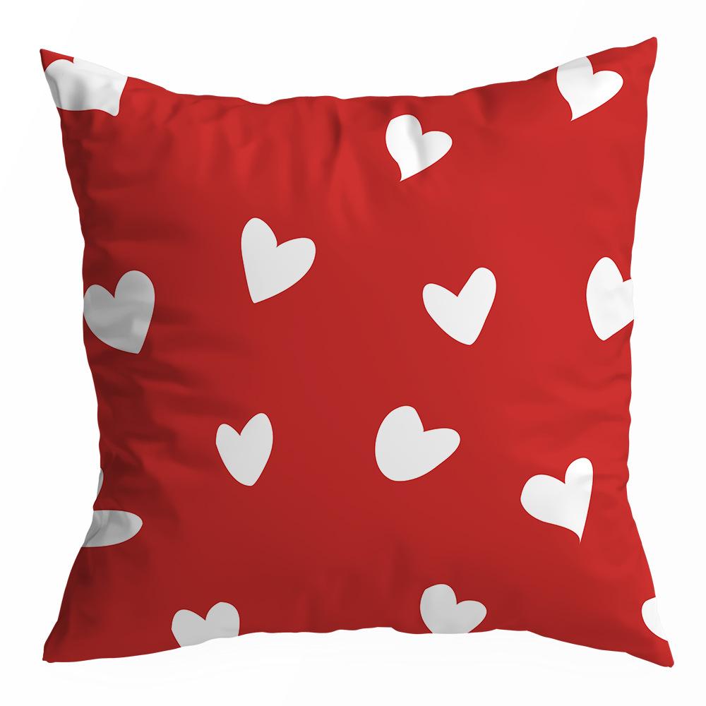 Valentine's Day Pillowcase, Peach Skin Velvet Heart Print Home Fabric Sofa Pillow, Car Waist and Back Cushion Cover