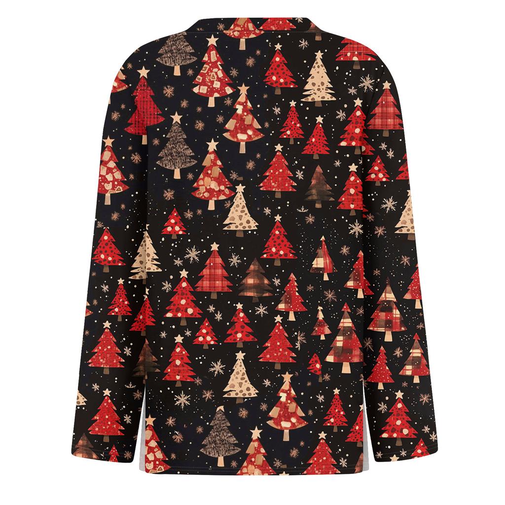 Γυναικείο Μόδα Casual Μπλουζάκι με Σκίσιμο στο Στρίφωμα, Στρογγυλή Λαιμόκοψη, Μακρυμάνικο, Φαρδύ, με Μοτίβο