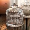 Retro Crystal Crown Embossed Glass Jar Coffee Candy Jewelry Cotton Swabs Storage