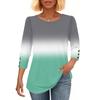 Women's Fashion Casual Gradient, Tie- Print Round Neck Cropped Sleeve T-shirt Top