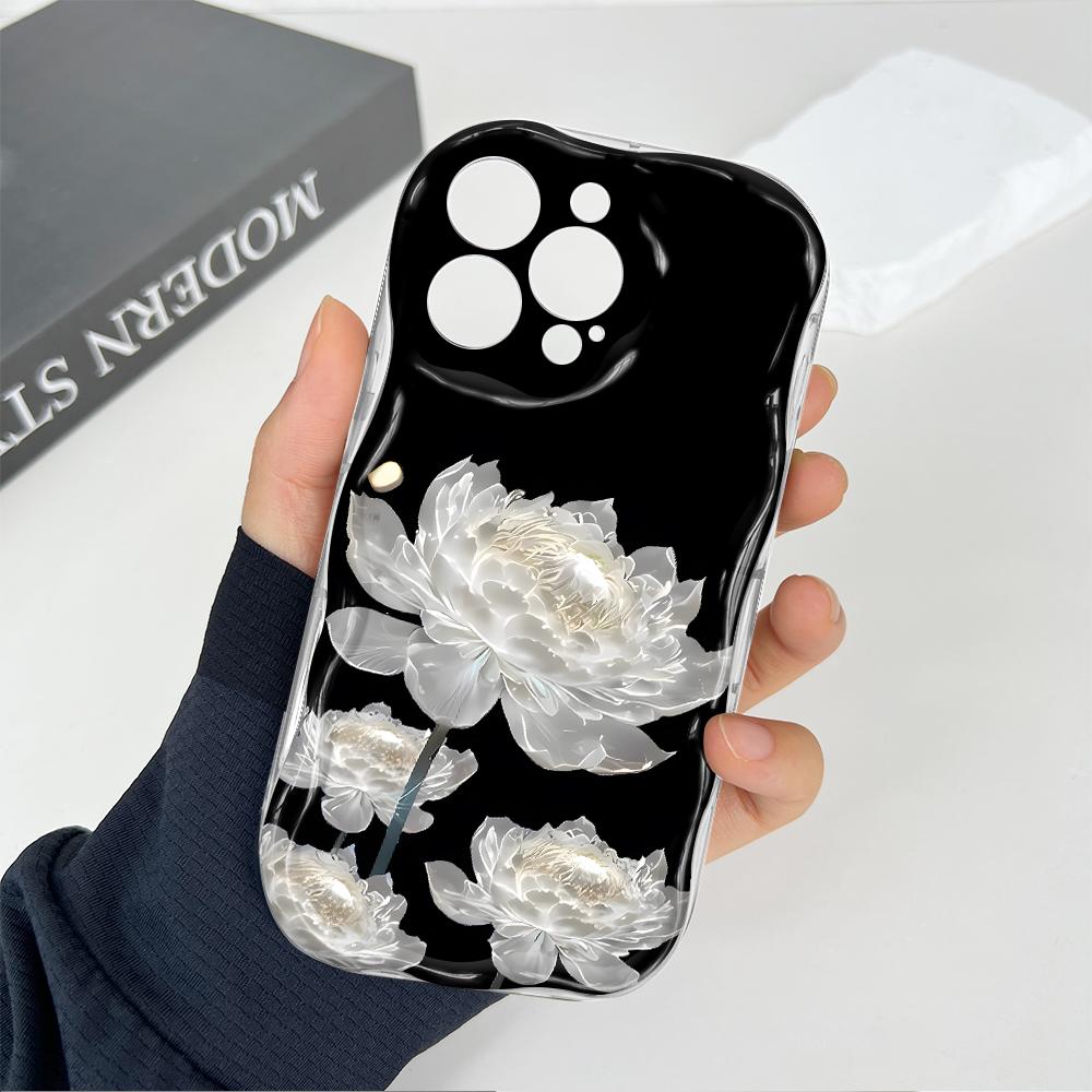 Roztomilý kreslený vzor krémová textura pouzdro vlnitý okraj měkký silikonový kryt pouzdro na telefon pro Huawei Honor Infinix Tecno iPhone