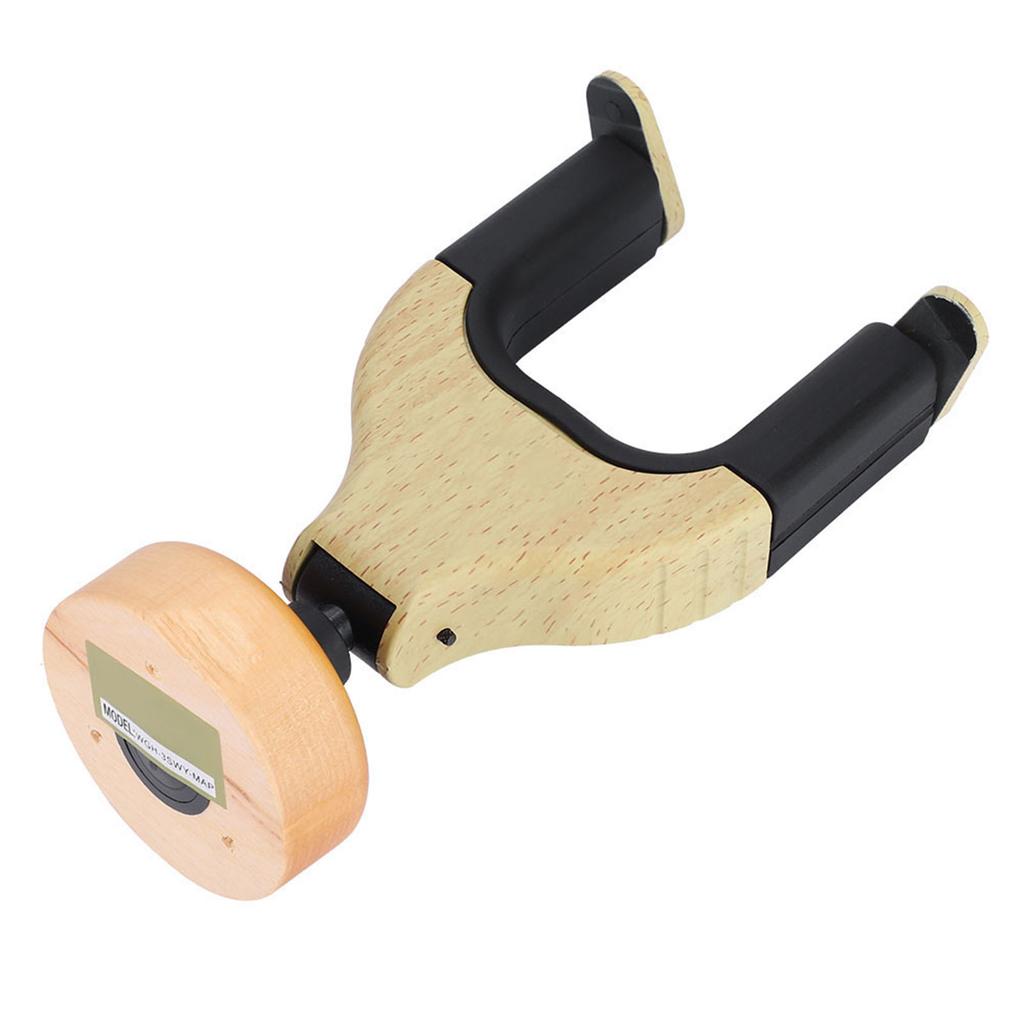 Guitar Wall Mount Hanger Holder Wood Base Plastic Rubber Hook Body (Yellow Wood Color)