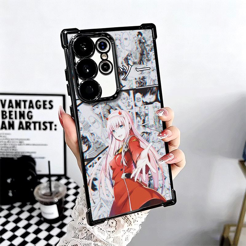 Darling Zero Two 02 Anime Plating Phone Case For Samsung Galaxy S24 S25 FE S26 Edge S23 Ultra S22 S21 Plus S20 Anti-Fall Airabag