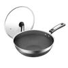 ZISIZ 30cm Flat-Bottom 304 Stainless Steel Non-Stick Wok