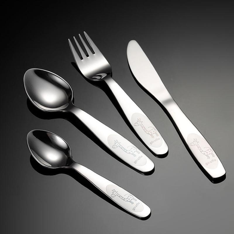 304 Stainless Steel Giraffe Cutlery Set for Children Cartoon Cute Kid Spoon Fork Knife Teaspoon Dinnerware Set Kitchen Tableware