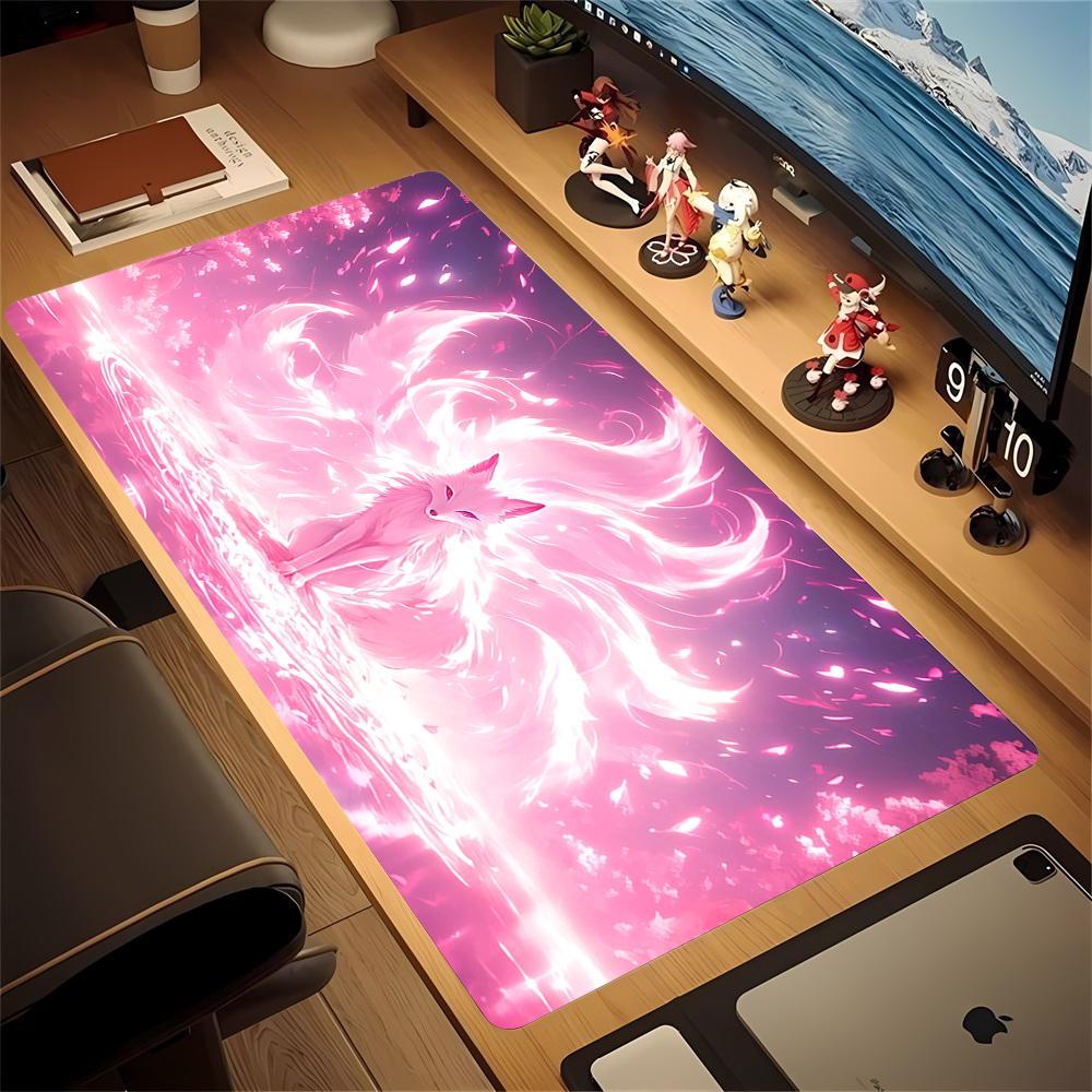 Mousepad Anime Fox Kawaii Mouse Pad Pc Gaming Accessiores Non-slip Large Mausepad with Lockedge Deskmat Podkladka Pod Mysz