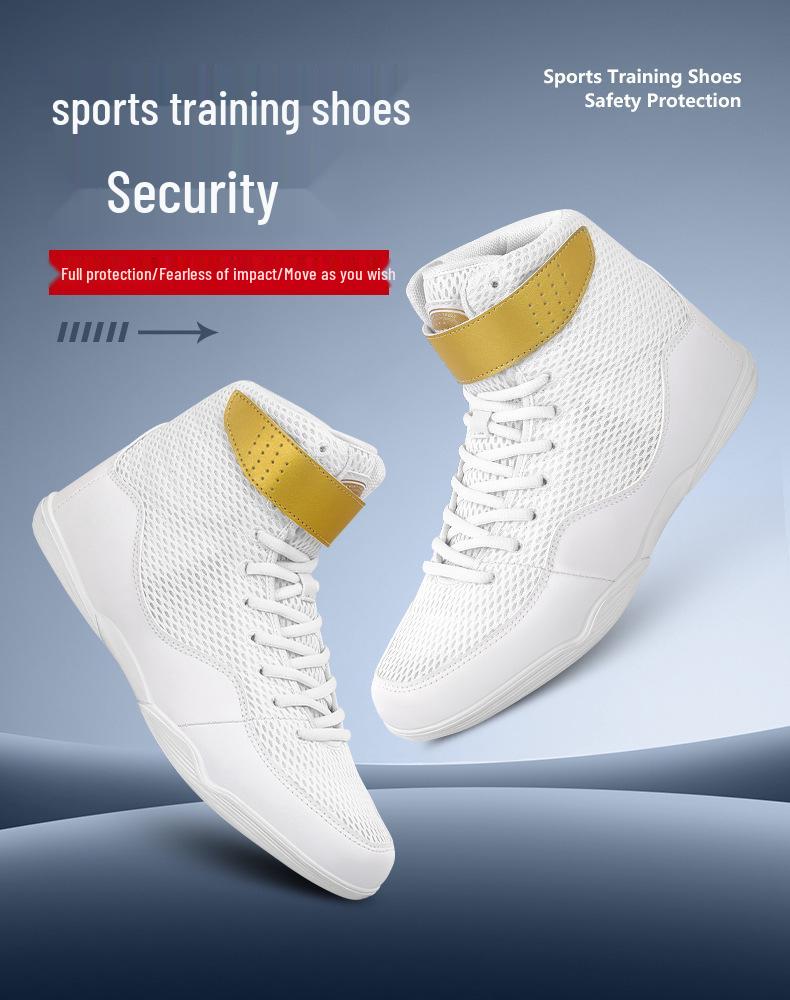 Sanda High Top Boxing & Wrestling Shoes - Unisex Shock Absorption for Training & Fitness