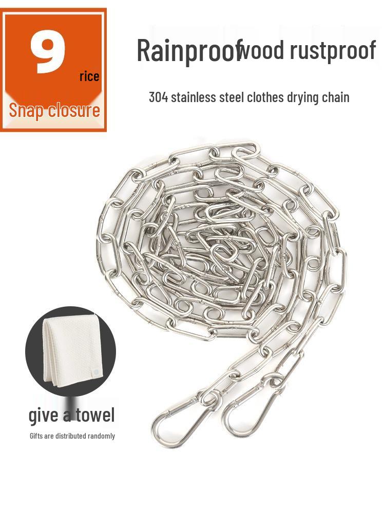 Stainless Steel Multipurpose Chain: Clothes Drying, Hanging, Pet Traction, Anti-theft, Outdoor Use.