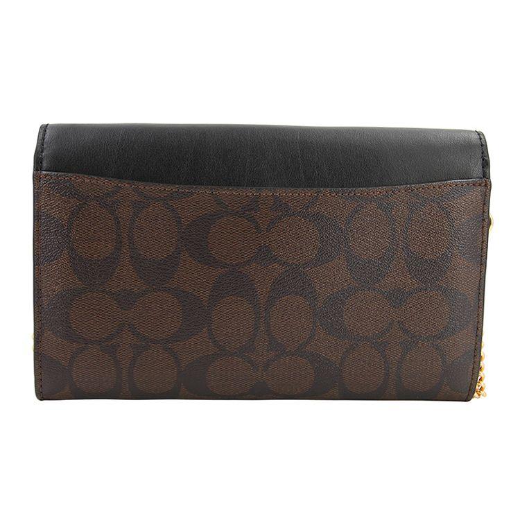 Coach Borsa a tracolla in tela e pelle con stampa monogramma C classica, catena staccabile, borse da donna, nero 24280-IMAA8