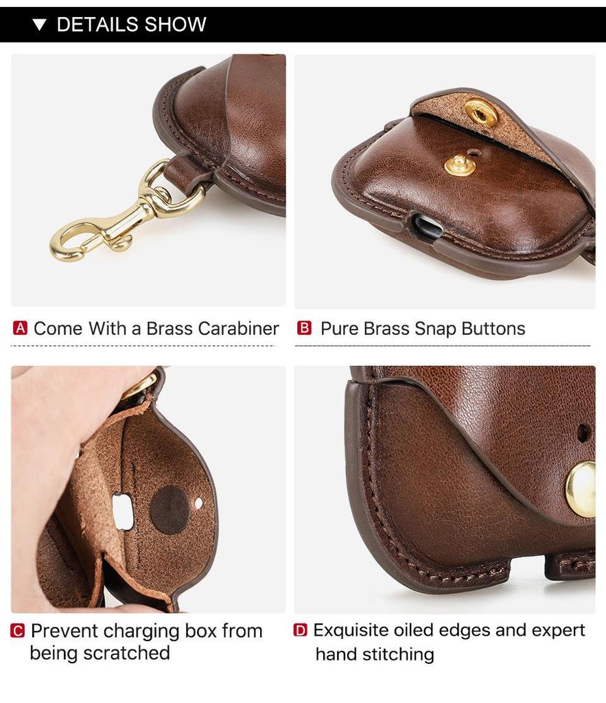 Waxed Cowhide Protective Case for Samsung Galaxy Buds 3 – Full Coverage, Drop-proof.