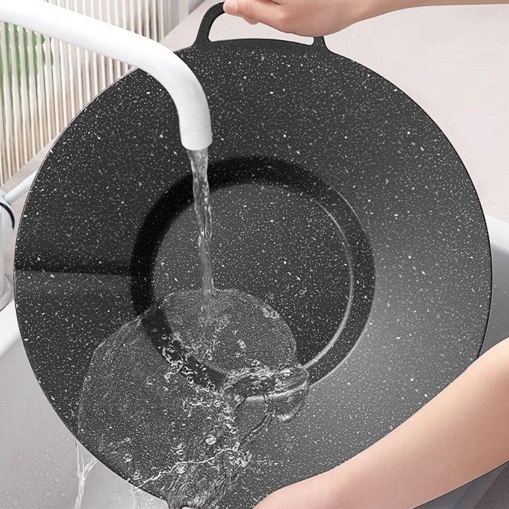 Thicken Deep Baking Tray Round Shape Frying Pan with Handles Convenient Griddle Pan  BBQ