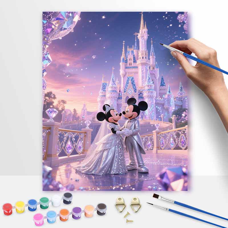 Disney castle wedding oil painting hand painting art kit coloring painting handmade diy home decoration gift