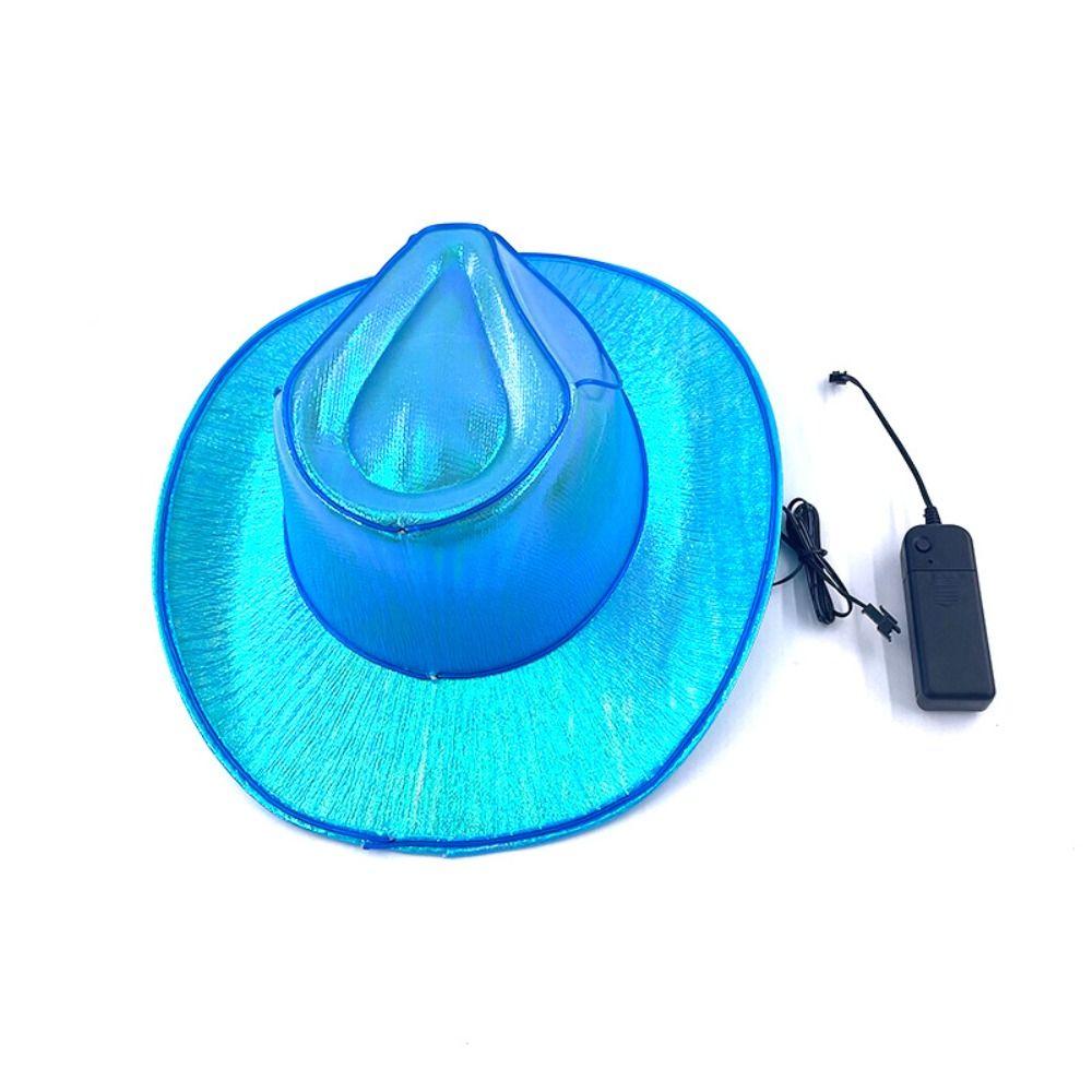 Pearlescent Neon Halloween Hats Colorful Western Cowboy Hat LED Luminous Cowboy Hat  NightClub