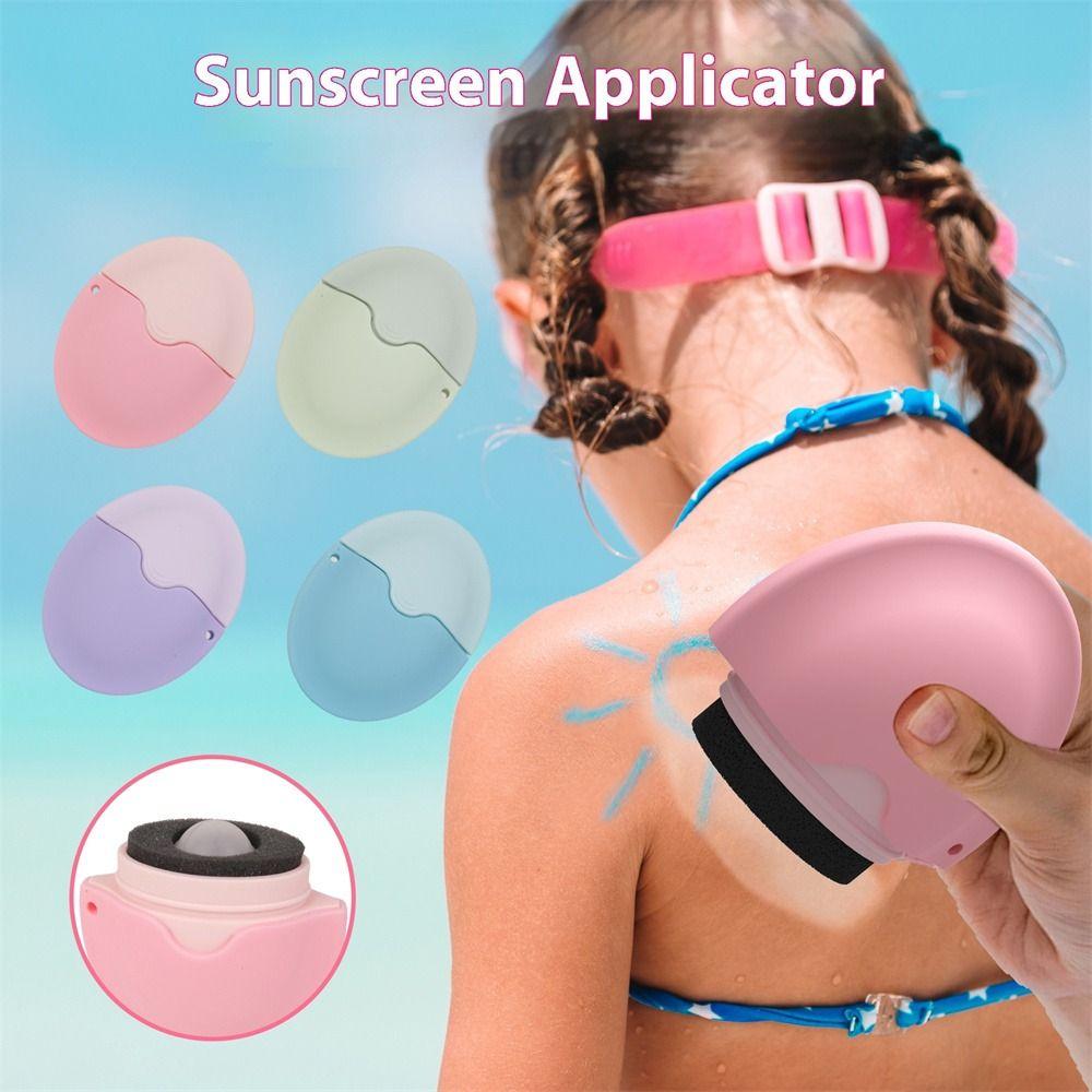 Silicone Suncream Roller Applicator Refillable Stitching Color Sunscreen Lotion Applicator Oval Roll On Sponge Applicator Travel