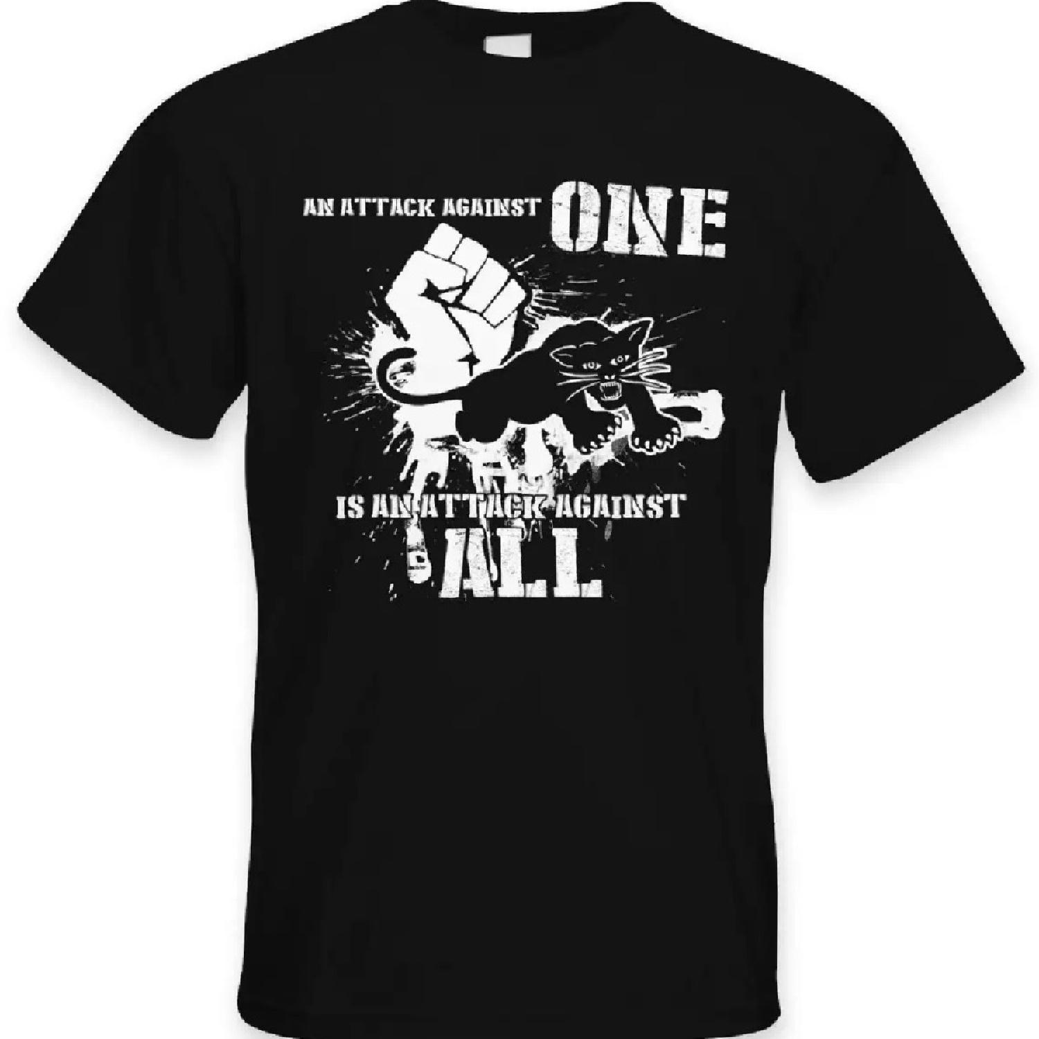 

Black Panthers An Attack Against One is All Mens T-Shirt Malcolm X Party Civil Human Rights S