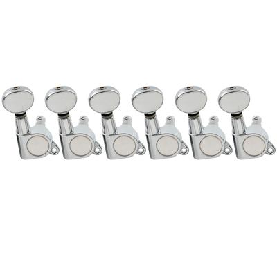 Musiclily Pro 6-Piece Guitar Tuners for Strat/Telecaster Electric Guitars, Chrome with Kidney Buttons