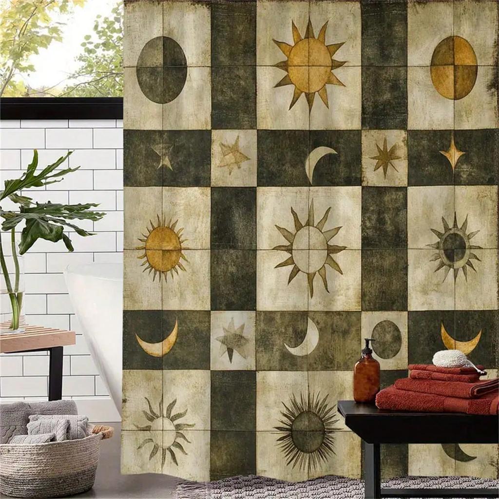 Celestial Chess Shower Curtain: Embrace The Unique Design, Soft Fabric, And Timeless Vibes For Your Elegant Bathroom