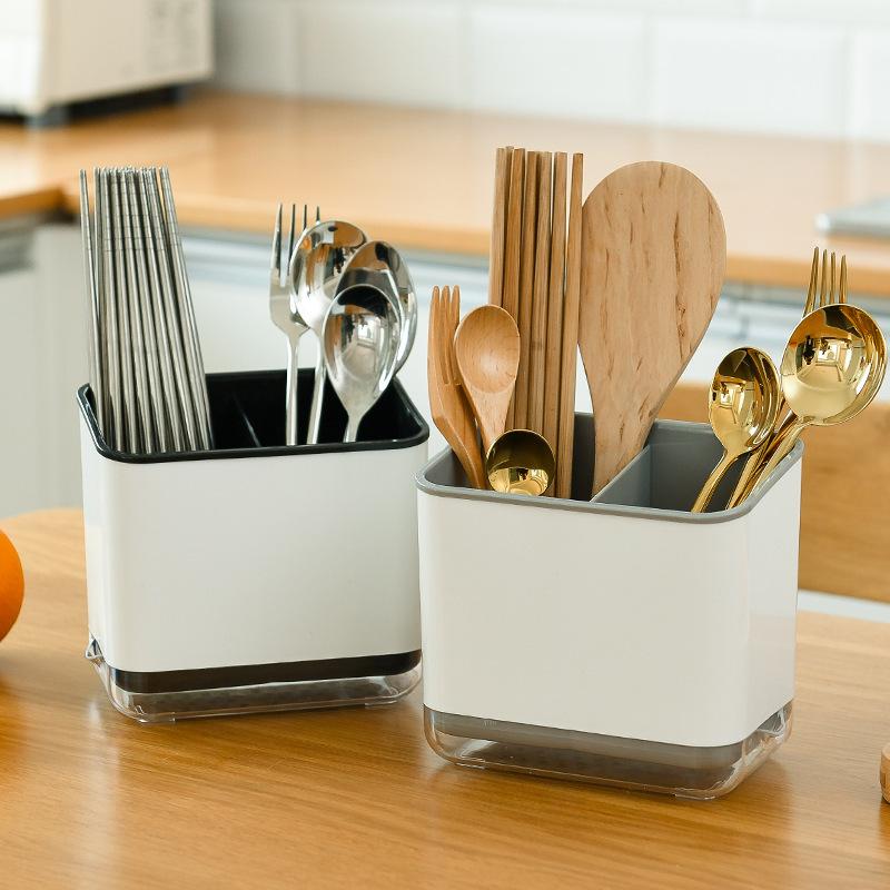 Multi-functional No-Punch Kitchen Rack for Chopsticks and Spoons
