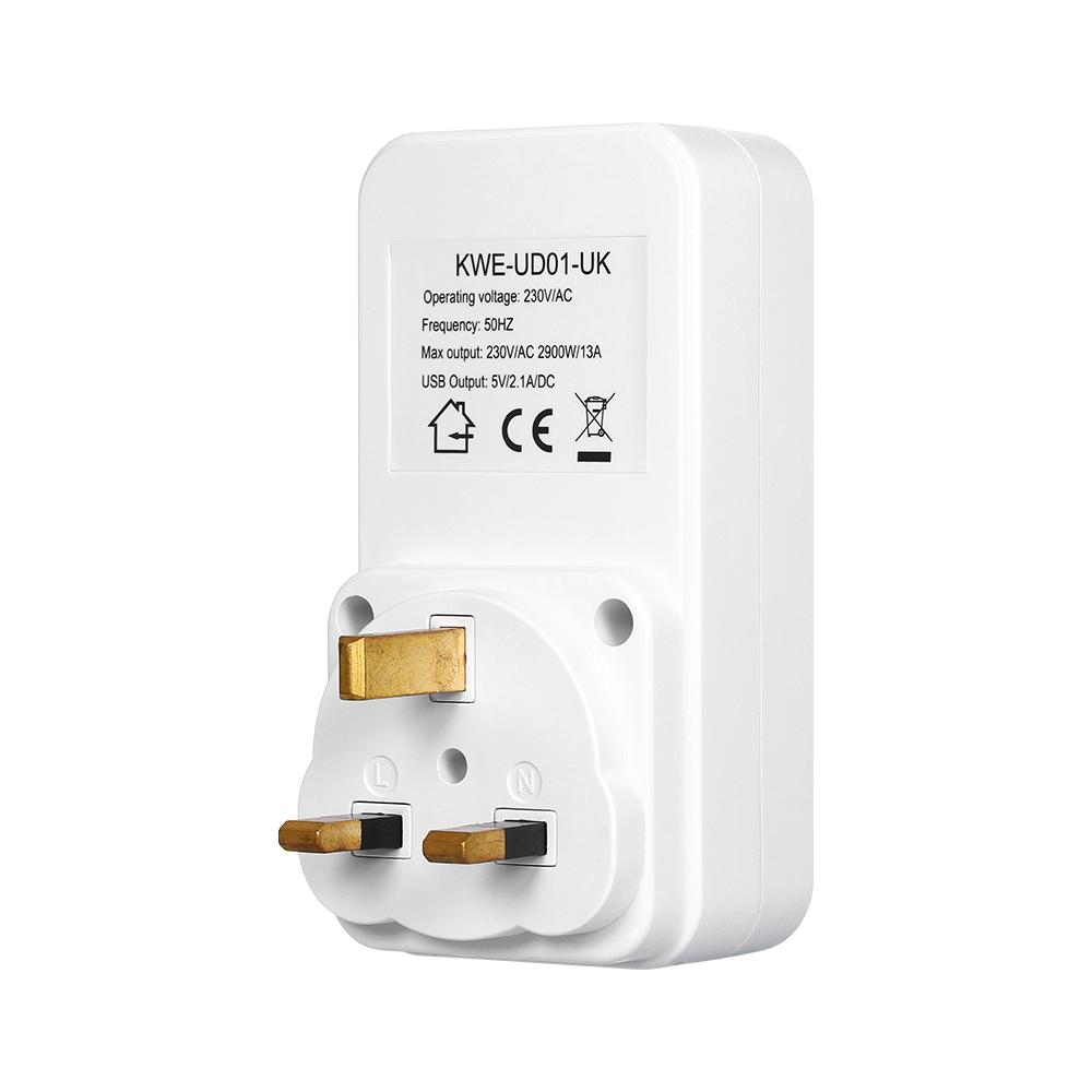 Countdown Timer Socket with 2 USB Ports 5V 2.1A Outlet Plug-in Time Controller   for Electrical Appliances -- UK Plug AC 230V
