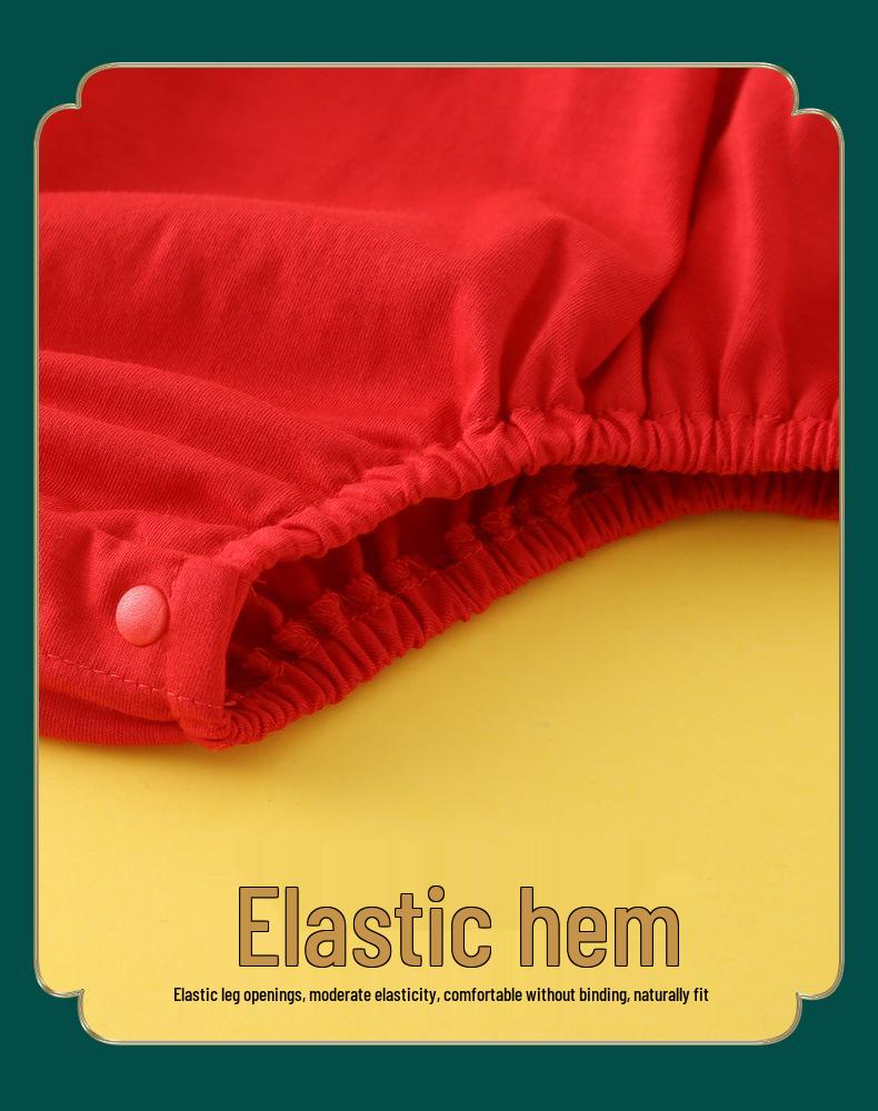 Röd Kortärmad Babyflicka Sommar Romper Onesie - Första Födelsedagsoutfit, 100-dagarsfirande - Stil 5391