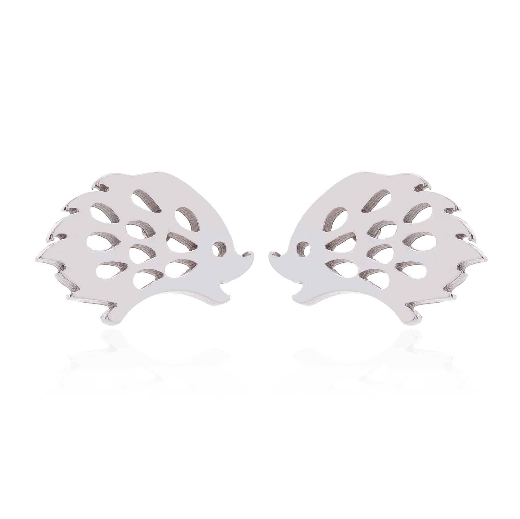

Korean Hollow Stainless Steel Hedgehog Earrings - Animal Cartilage Studs