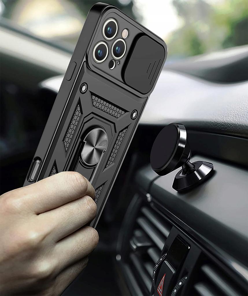 Case for iPhone 16 Pro Max ARMOR SLIDE RING REINFORCED BACK + 9H GLASS