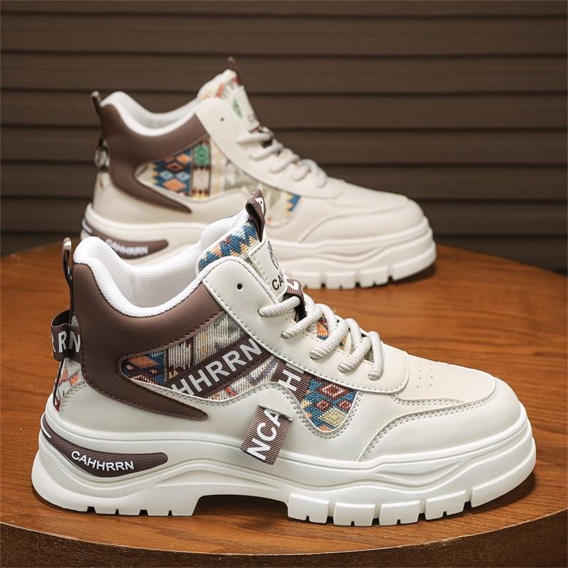 

New Men s Classic Autumn And Winter Fashion High Top Thick Sole Skateboarding Shoes Comfortable Soft Sole Basketball Sneakers 44 хакі/бежевий