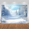 Paesaggio Invernale Scena di Neve Foresta Bianca Sfondo Fotografico Forniture Decorazioni Festa di Natale Striscione di Sfondo Oggetto di Scena per Foto