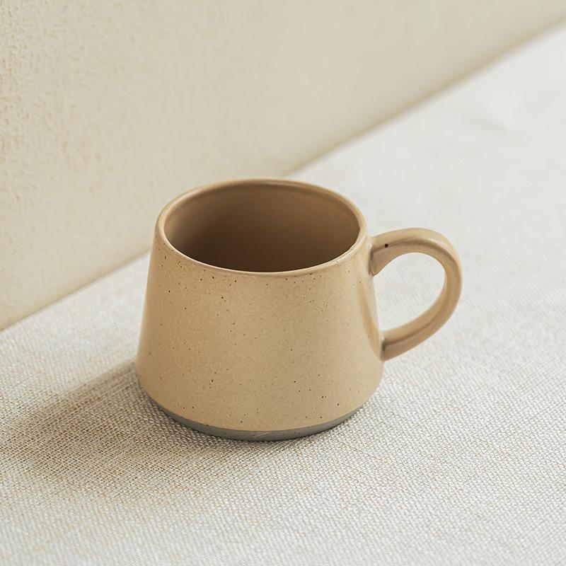 Practical Apricot Ceramic Mug Gray Bottom Household Milk Cup Coffee Cup Simple Wind Round Teacup Drinking Cup