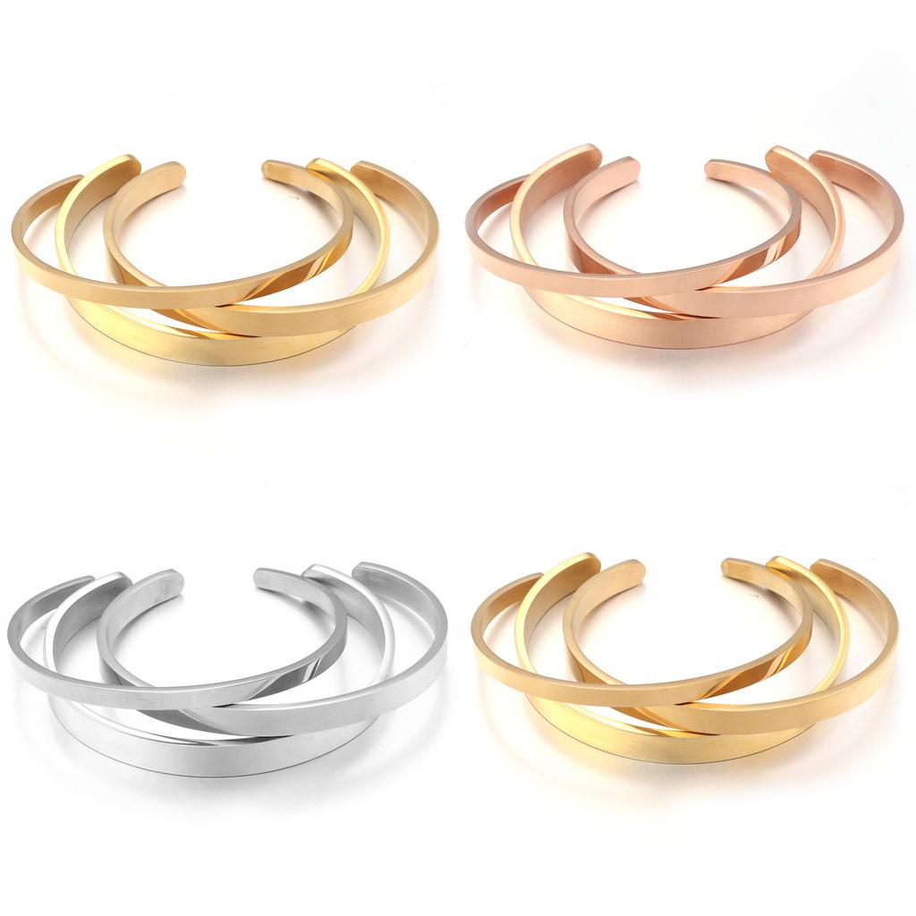 1Pc Stainless Steel Cuff Bangle Bracelet 4/6/8mm Glossy Bracelets UNISEX Bracelet for DIY Simple Exquisite Jewelry Accessories
