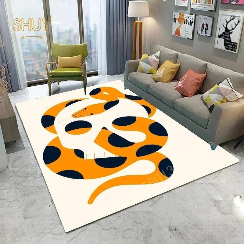 Ancient Egypt Abstract Carpet Rug Living Room Bedroom Mat Colorful Tiger Leopard Figure Non-Slip Flannel Home Decor Floor Mat