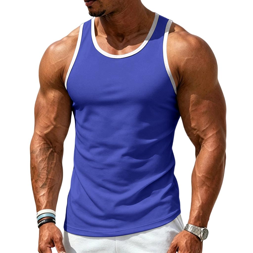 Men's Athletic Tank Top Gym Workout Sleeveless Shirt Moisture Wicking Breathable Stretch Fabric Loose Fit Training Vest